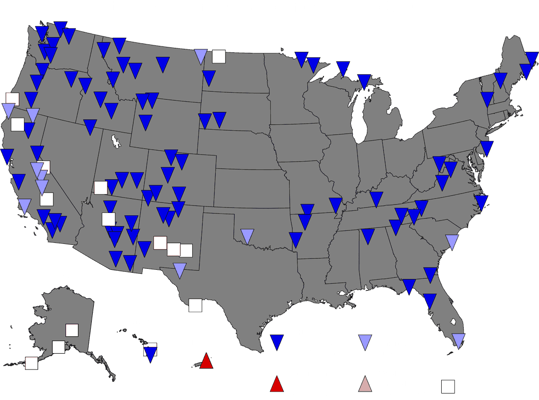 Visibility trends on 20 percent cleanest days 2000 to 2014