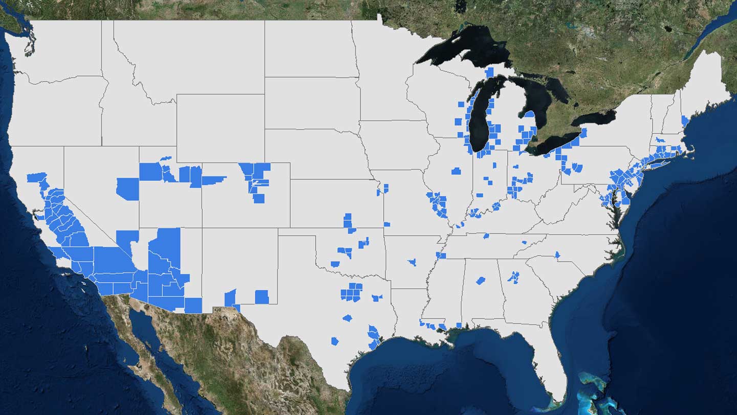 241 counties exceeding new Ozone standard in 2015