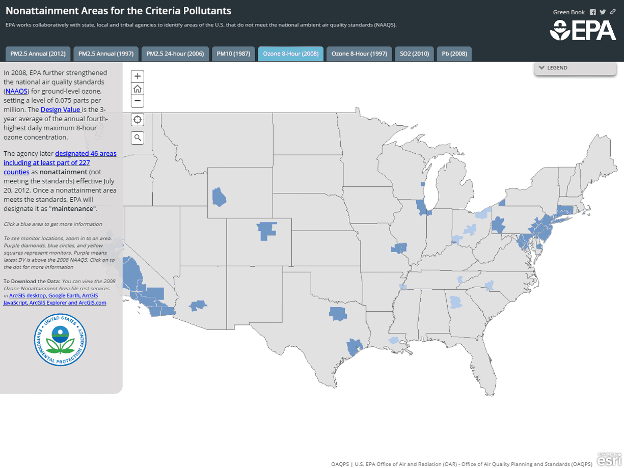 2008 Ozone Nonattainment Areas