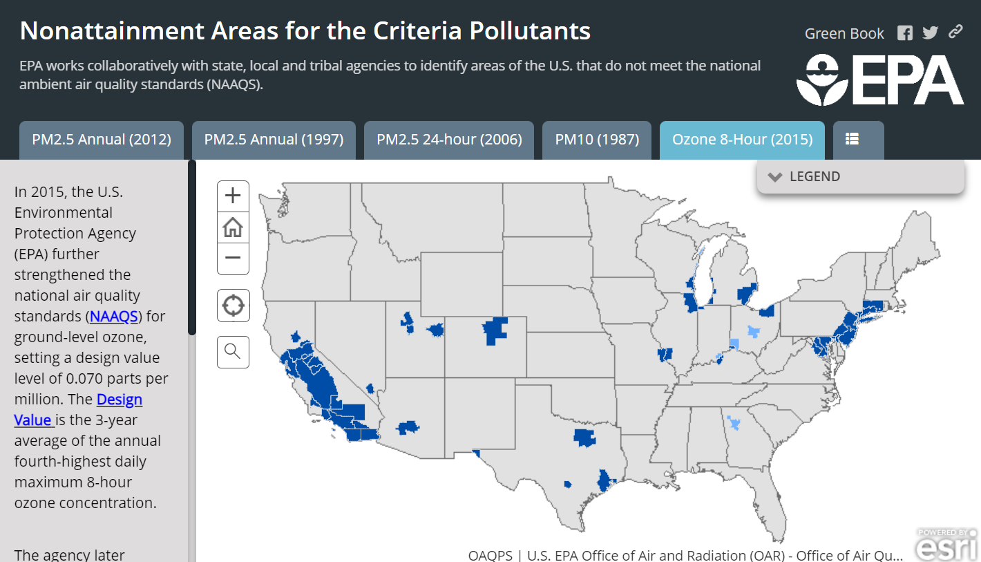 2015 Ozone Nonattainment Areas