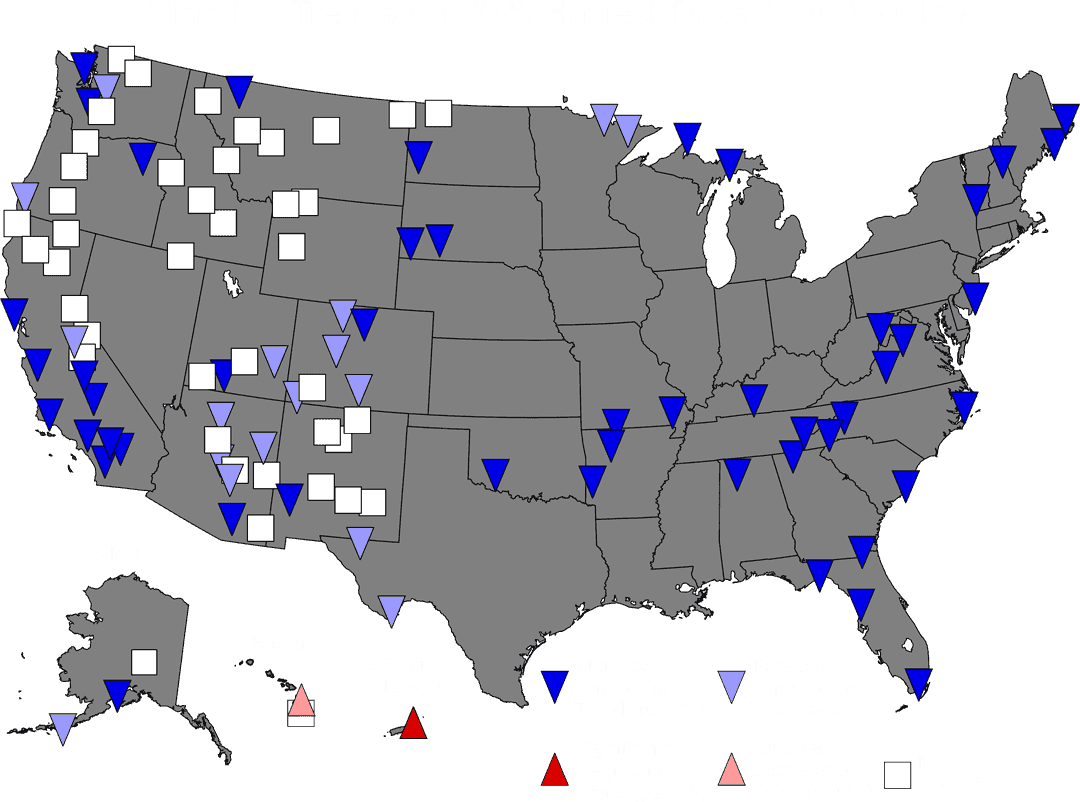 Visibility trends on 20 percent haziest days 2000 to 2014