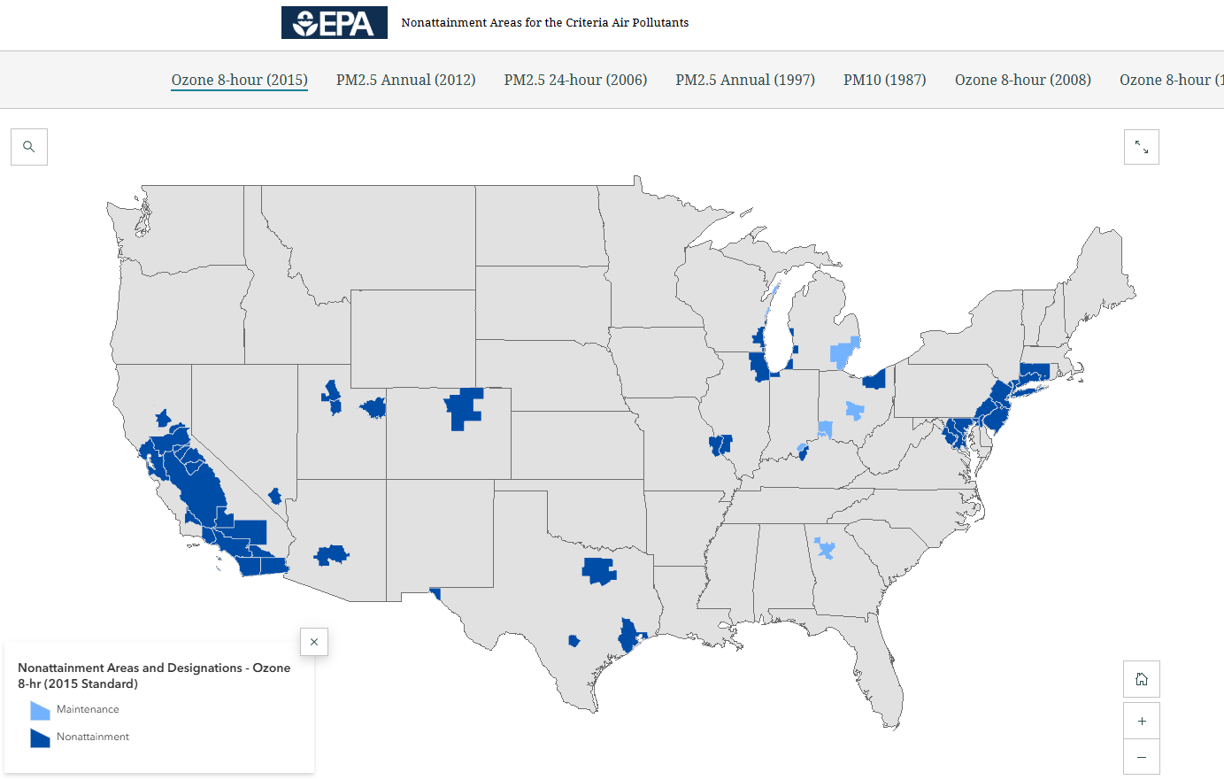 2015 Ozone Nonattainment Areas
